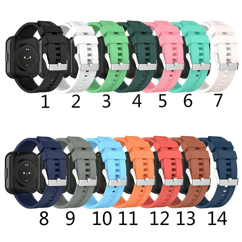 

14 Color Fashion Durable Watch Band For Realme Watch Anti-fall Waterproof High Quality Silicone Strap For Realme WatchS