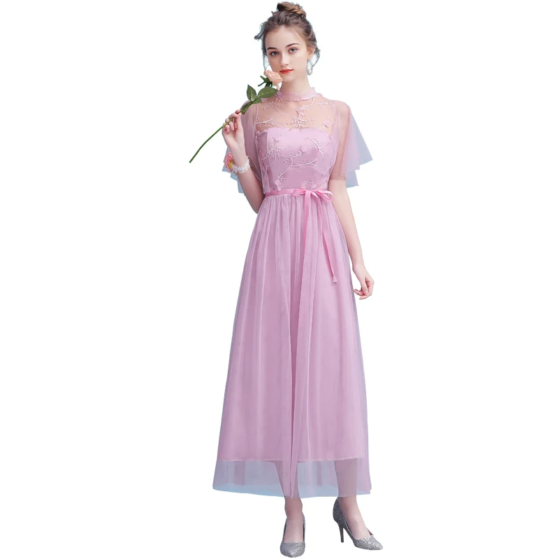 Розовые бордовые платья для подружки невесты женские Свадебные Vestido Azul Marino длина