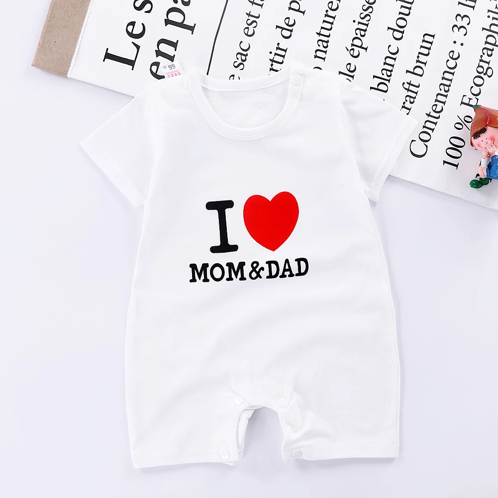 

2021 New Jumpsuit Baby Short-Sleeved Jumpsuit Cotton Knitted Cartoon Print Pattern Newborn One-Piece Suit Hot Sale Leisure