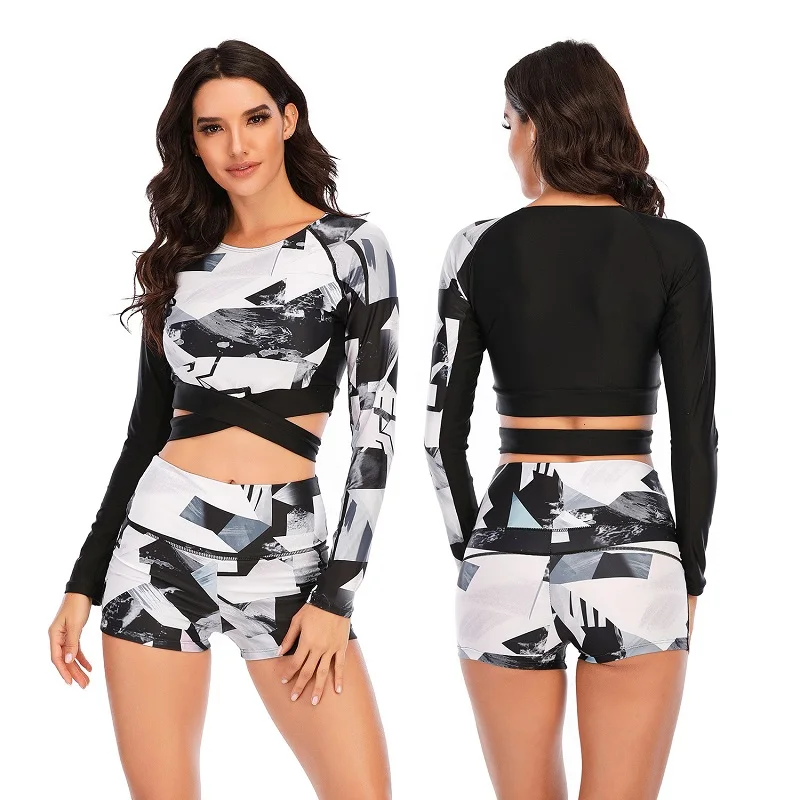 Women's Swimsuit 2022 Sexy One Pieces Uv Protection Long Sleeves Swimwear Rashguards Sport Monokini Bodysuit Female Bathing Suit | Спорт и