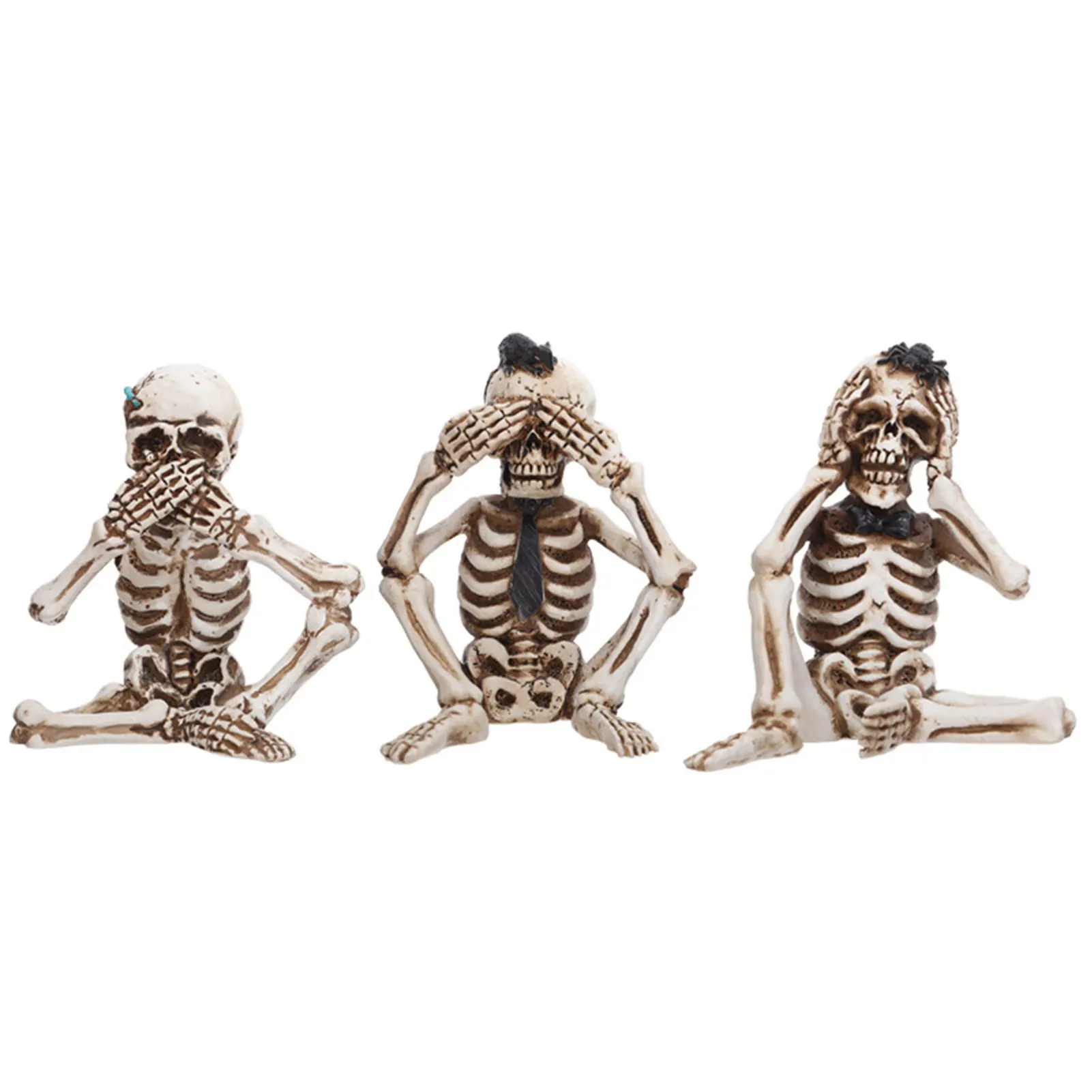 

3 PCS Skeleton Ghost Decoration Halloween Realistic Resin Props Skull Ornament Set Home Halloween Party Decor Supplies Realistic