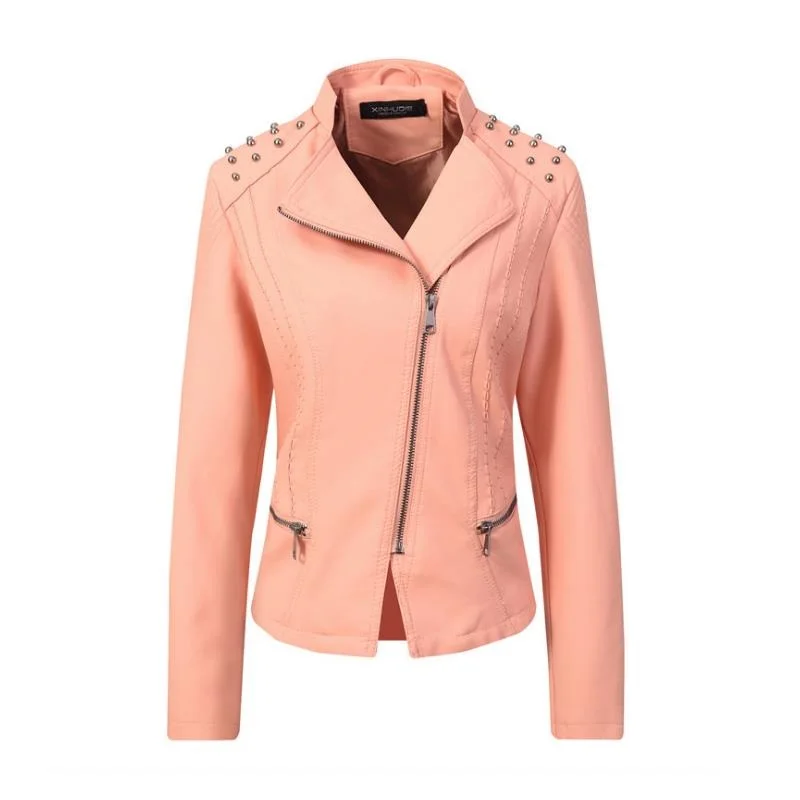 

Hot money Women PU Leather Jacket Female Slim Autumn Coat Casual Motorcycle Jackets Fashion Streetwear Punk Outerwear Clothing