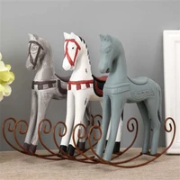 modern europe style trojan horse statue wedding decor wooden horse retro home crafts decor accessories rocking horse ornament