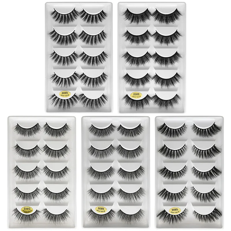 

5Pairs 3D Soft Mink Lashes Fluffy False Eyelashes Natural Thick Long Crisscross Eye Lashes Wispy Makeup Beauty Extension Tools