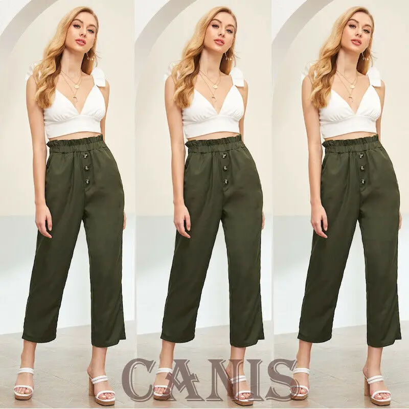 Весенне-осенний Тренч женские летние повседневные брюки с высокой талией