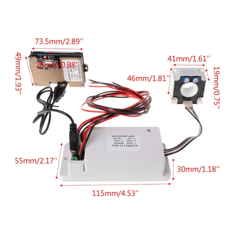 

Wireless Multifunction Voltmeter Ampere Meter DC 0-80V 0-300A with Hall Sensor