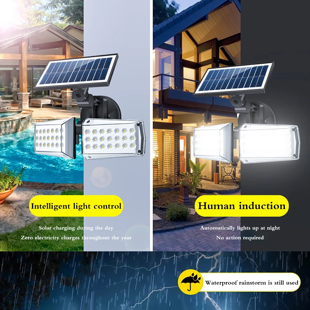 

Outdoor Wall Lamp Solar LED Light Human Body Induction Light 42 LEDS Rotatable Household Courtyard Waterproof Solar Street Light