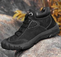 men genuine leather hiking shoes waterproof outdoor sport mountain athletic large size shoes