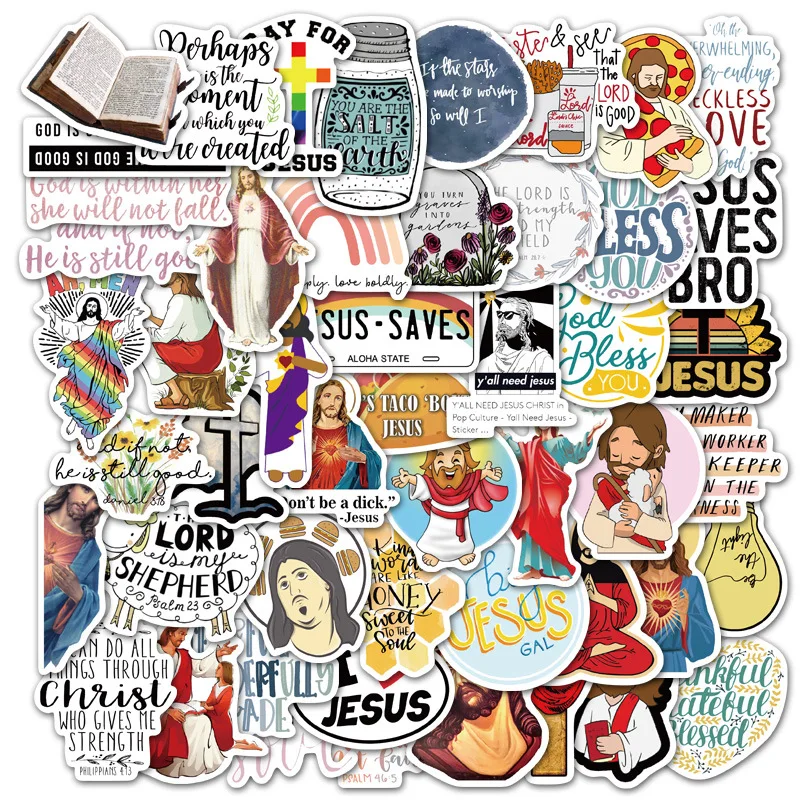 

10/30/50PCS Jesus Christian Cartoon Graffiti Suitcase Laptop Scooter Bike Helmet Mobile Home Sticker Decoration Wholesale
