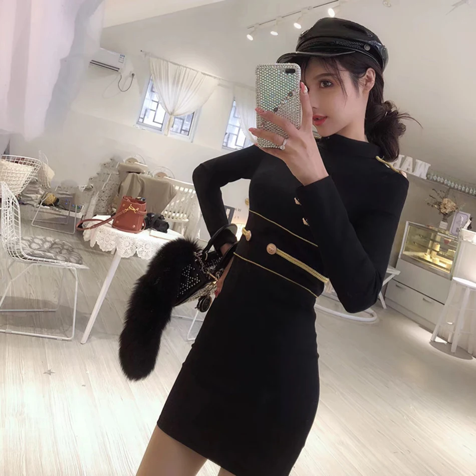 Женское осеннее Бандажное платье из вискозы сексуальное черное облегающее с