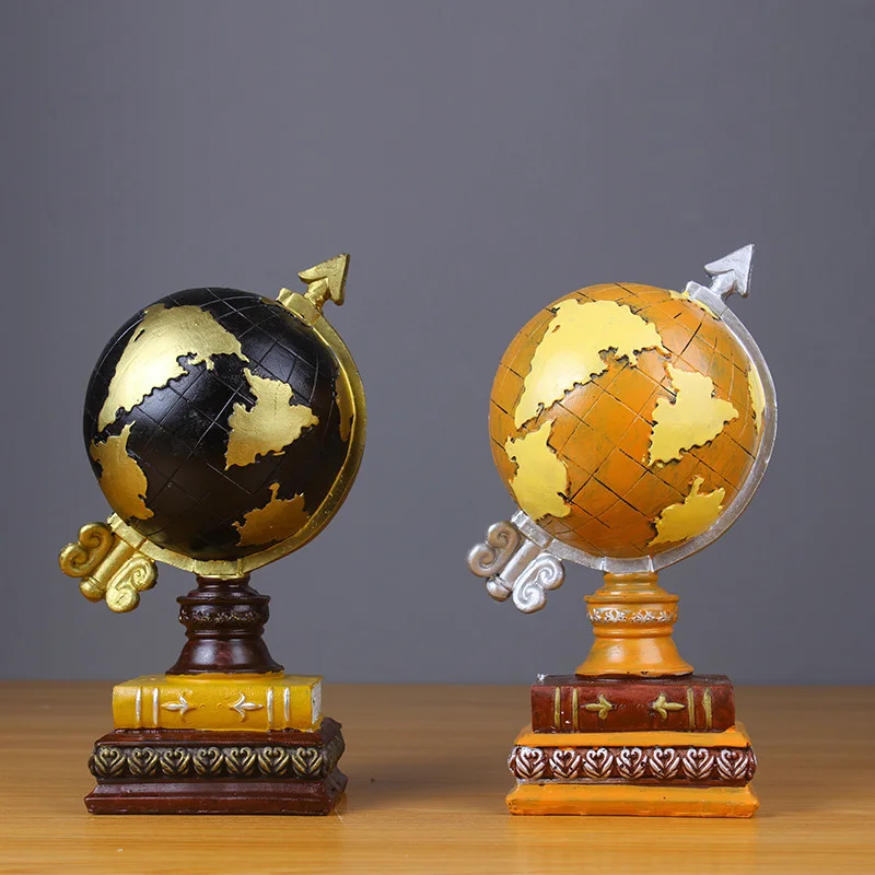 Strongwell European Vintage Globe Clock Model Resin Figurine Art Crafts Ornaments Home Decoration Living Room Birthday Gift | Дом и сад