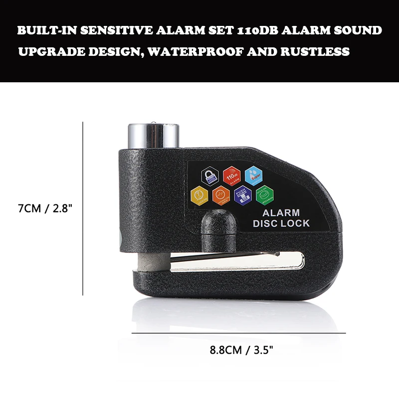 Универсальный Противоугонный замок 110 дБ для защиты мотоцикла скутера дискового