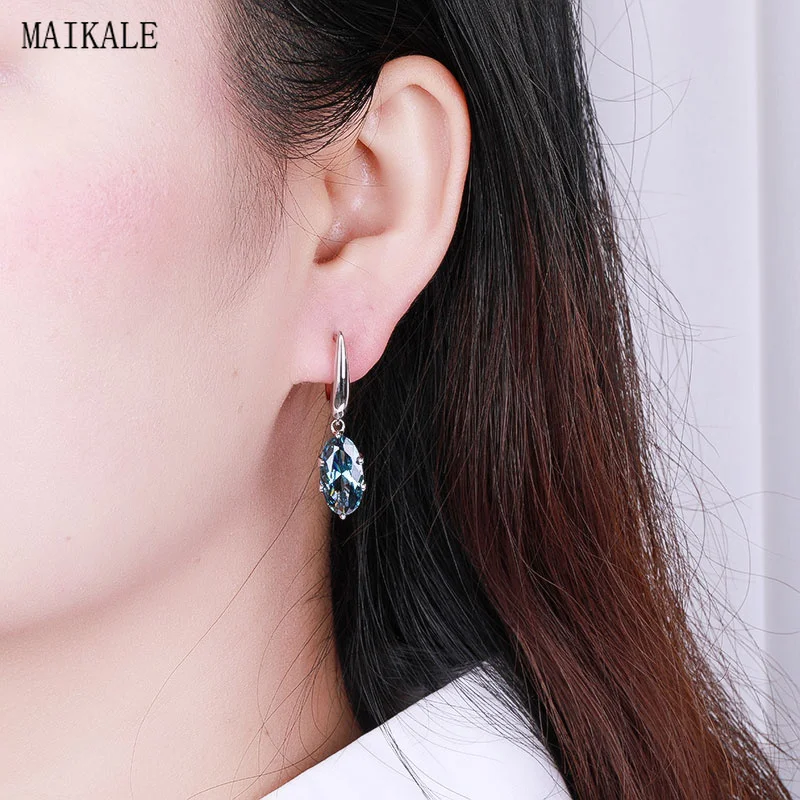 Женские классические серьги капельки MAIKALE с зеленым и синим цирконом корейская