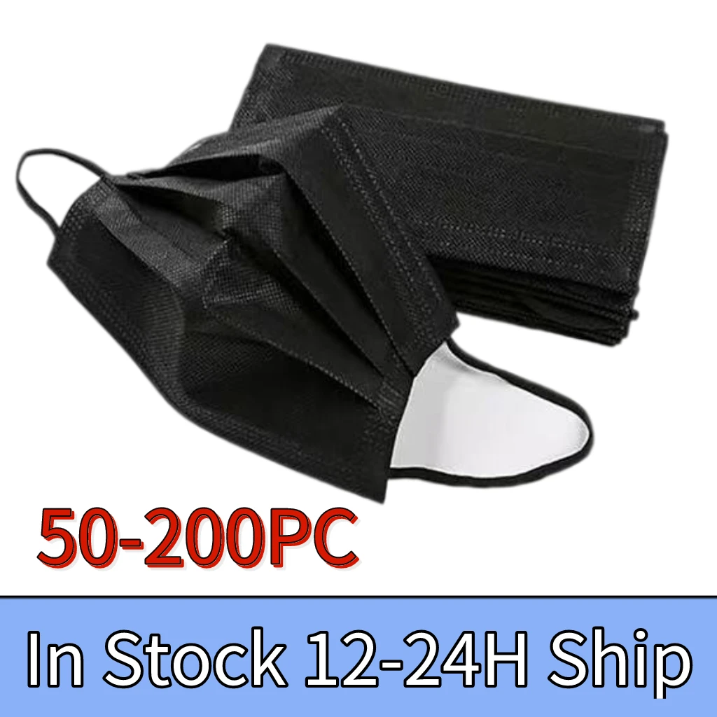 200 шт. черная маска трехслойная дышащая для взрослых|Аксессуары костюмов| |