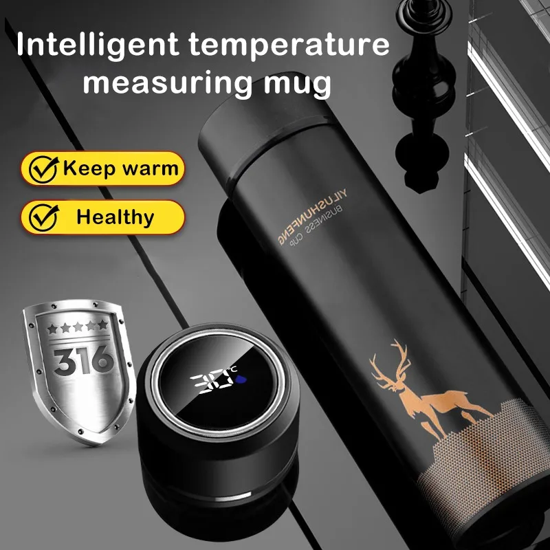 Water Bottle Led Digital Temperature Display Food Thermos For Tea Coffee Stanley Thermal Mugs Cup