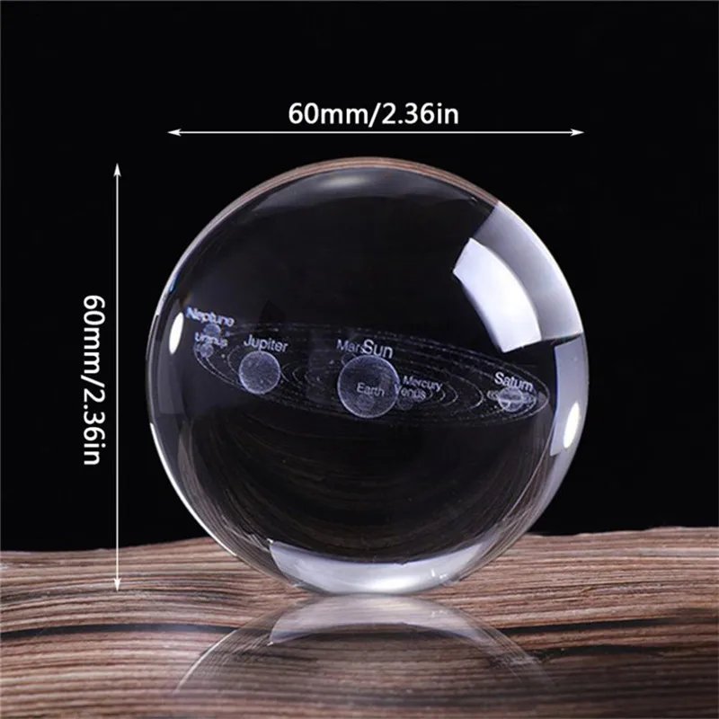 

Crystal Ball Inner Carved Ornaments Solar System Universe Star Series Gift Home Decoration Miniature Statue Photography Props