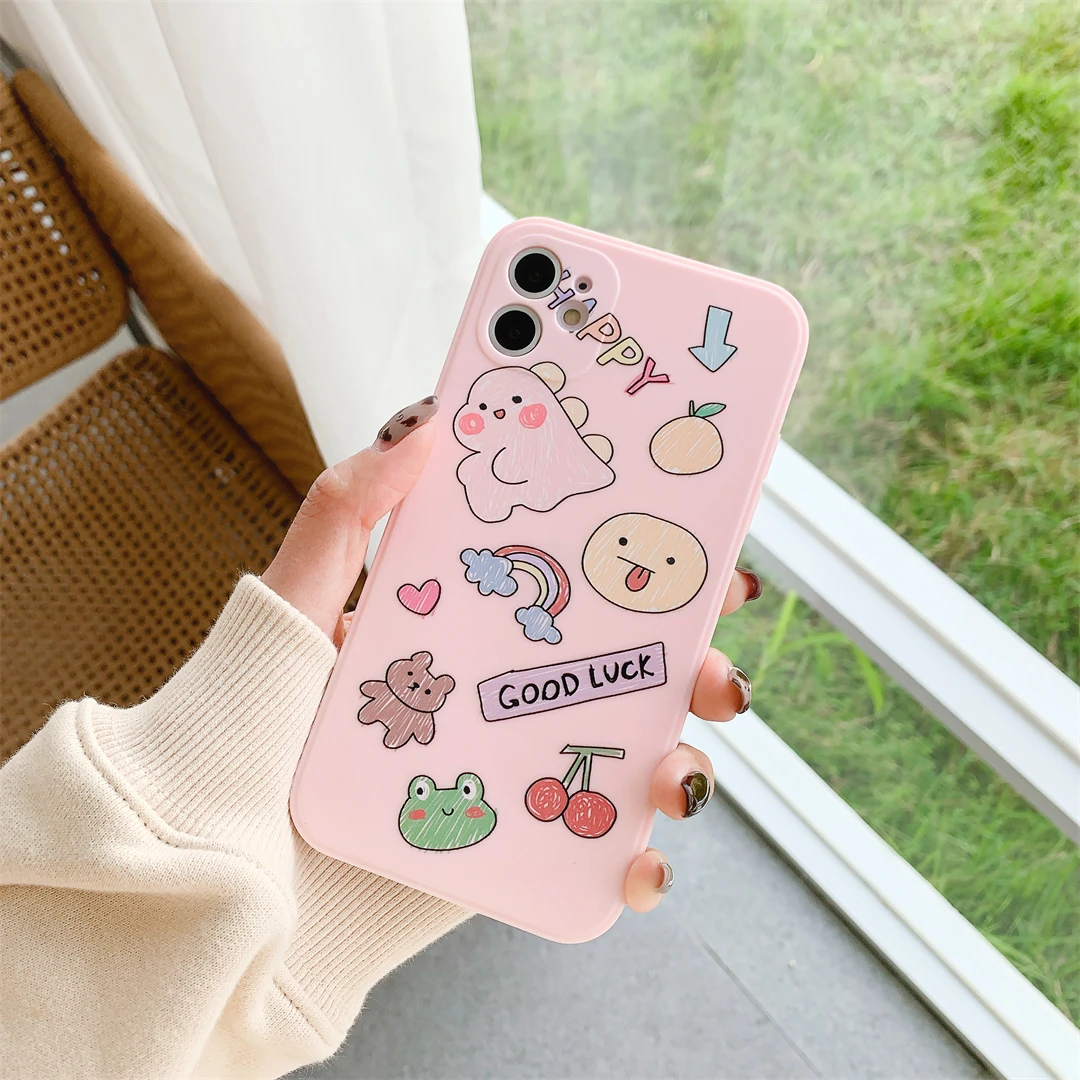 

Soft Silicone Phone Case For iPhone 11 12 13 Pro Lovely Cartoon For 7 8 Plus Fashion Sweet X XS XR Max Protective Case