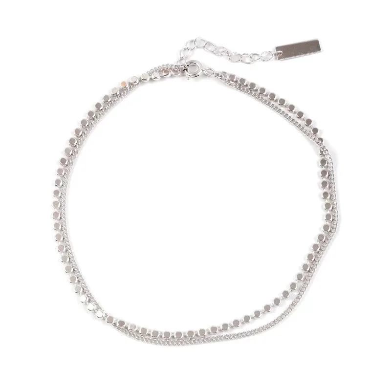 

Fashion Charm Anklets Double Layer Asymmetry Chain Dainty Minimalism Silvery Jewelry For Women Birthday Statement New Year Gifts