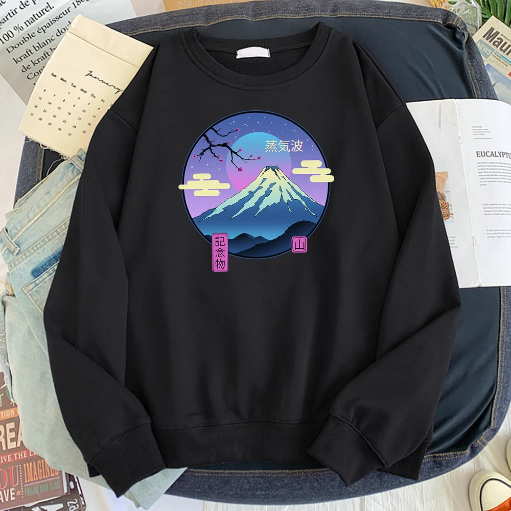 

Мужская толстовка с принтом крепления Fuji Steamwave, с круглым вырезом и капюшоном в стиле ретро, уличный пуловер большого размера, брендовая оде...
