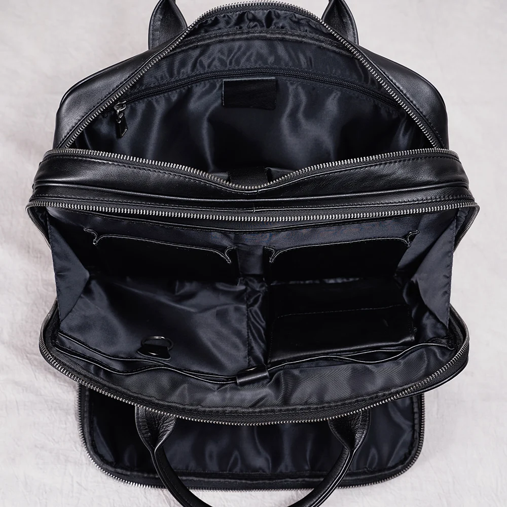 

Men Handbag Genuine Leather Man Bag Briefcase Business shoulder Large Capacity Multideck Crossbody 15 Inch Laotop Bag NUPUGOO
