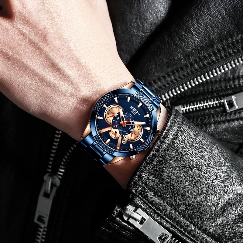 

Men Watch Chronograph Sport Mens Watches Top Brand Luxury Waterproof Full Steel Quartz Gold Clock Men Relogio Masculino