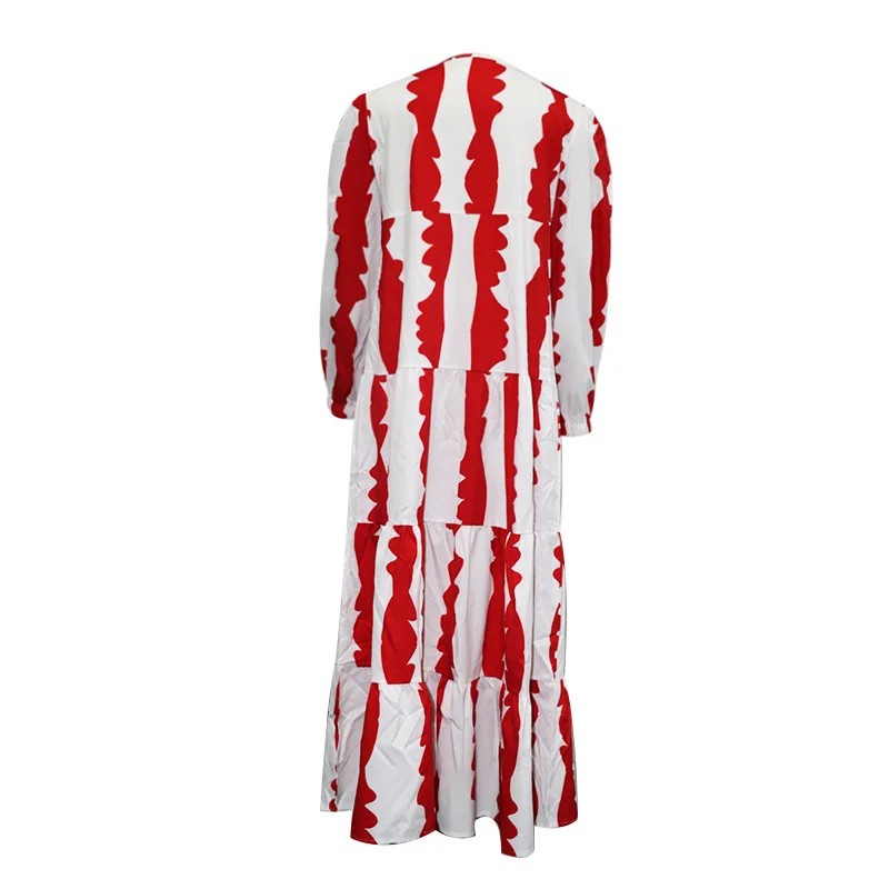 

BAMBOOBOY Women's New Elegant Fashion Printed Loose Mid Calf Casual Holiday Dress Vestidos FD012