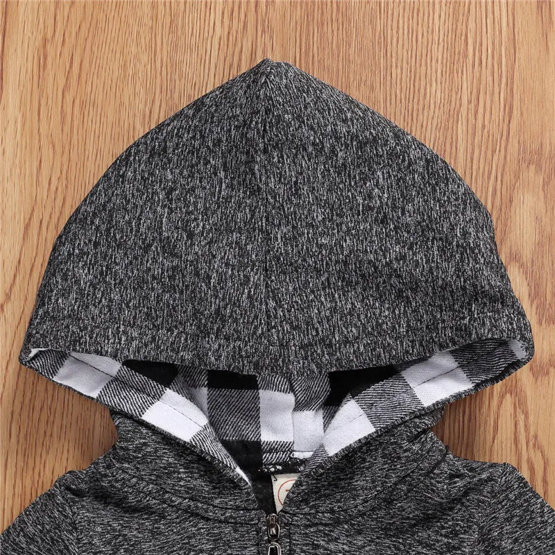 2020 Autumn Baby Boys Girls Hoodie Jumpsuit Zipper Long Sleeve Romper Outfit with Pocket 0-18M