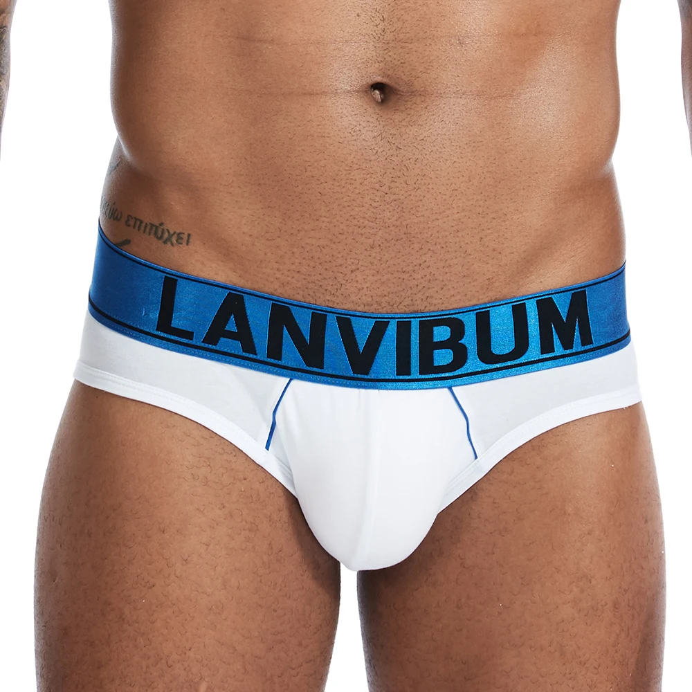 

Мужские трусы брифы из дышащего хлопка, темно-синие удобные трусы слипы, короткие шорты, сексуальное нижнее белье для мужчин, гей-трусы 2019