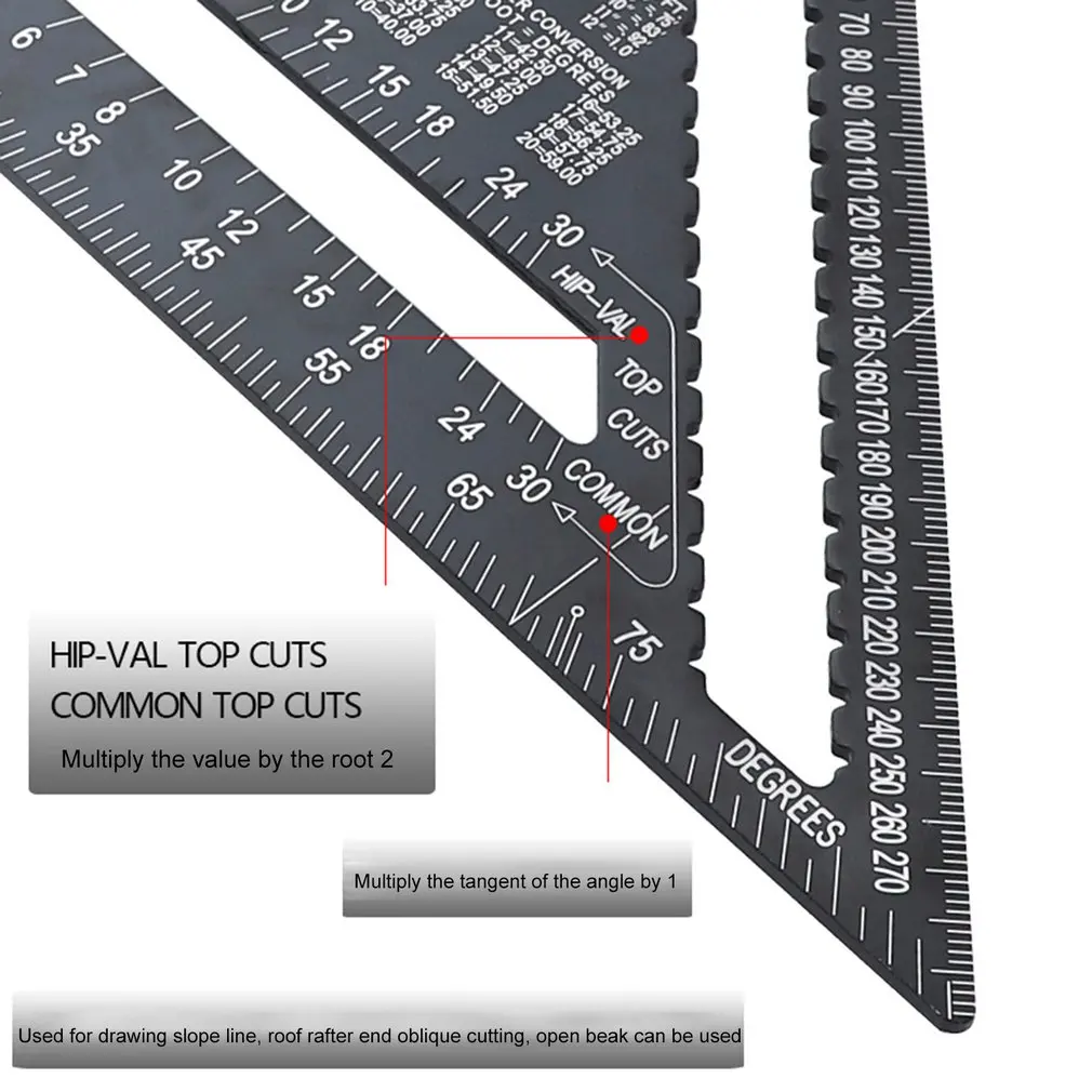 

1PC Angle Ruler Metric Aluminum Alloy Triangular Ruler Woodworking Measuring Tools Speed Square Triangle Angle Protractor