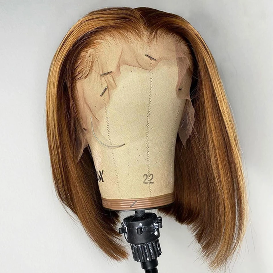 Короткий прямой парик Боб 13x4 парики из человеческих волос на сетке спереди с