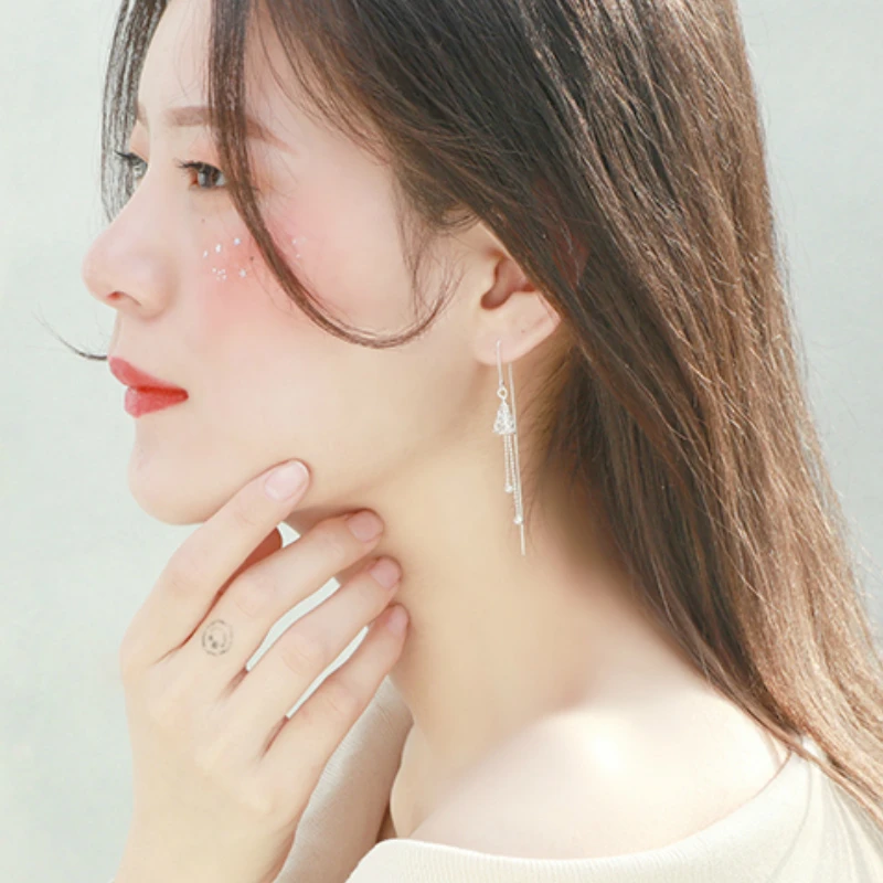 Красивые стильные серебряные круглые длинные серьги с бусинами резные полые