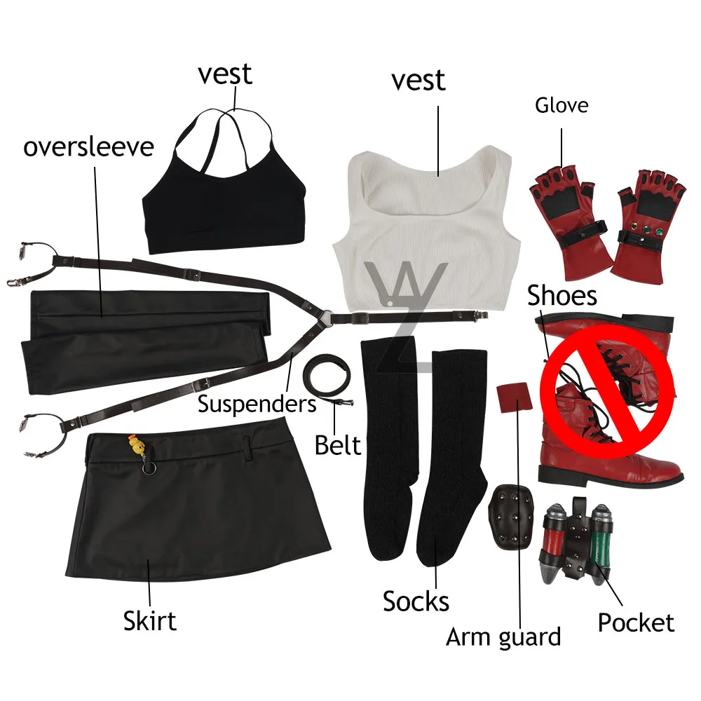 set no boots Сексуальная игра мини-юбка для девочек тифа Косплей Костюм последняя фантазия VII тифа Локхарт костюм черная кожаная юбка Хэллоуин - Цвет: set no boots