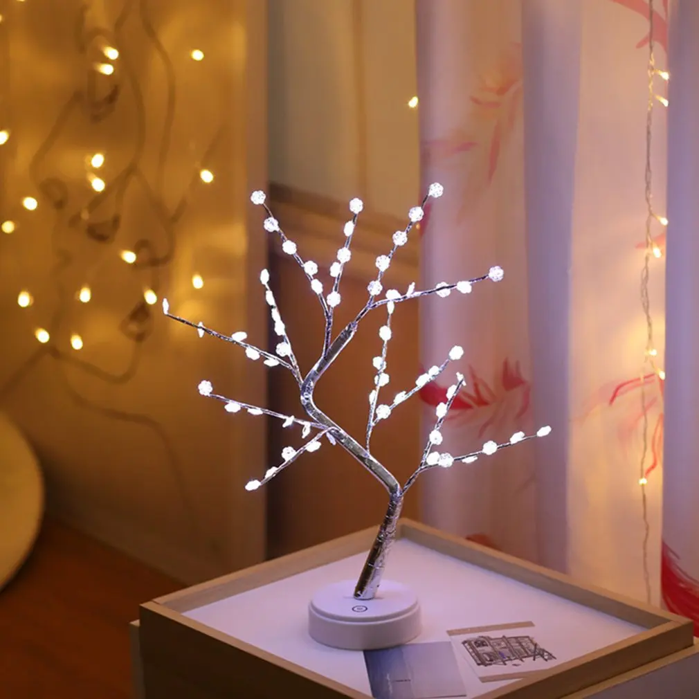 

Tree Light Touch Switch Pearl Starry Night Light Touch Switch Home Holiday Bedroom Indoor Kids Bar Decoration Fairy Light
