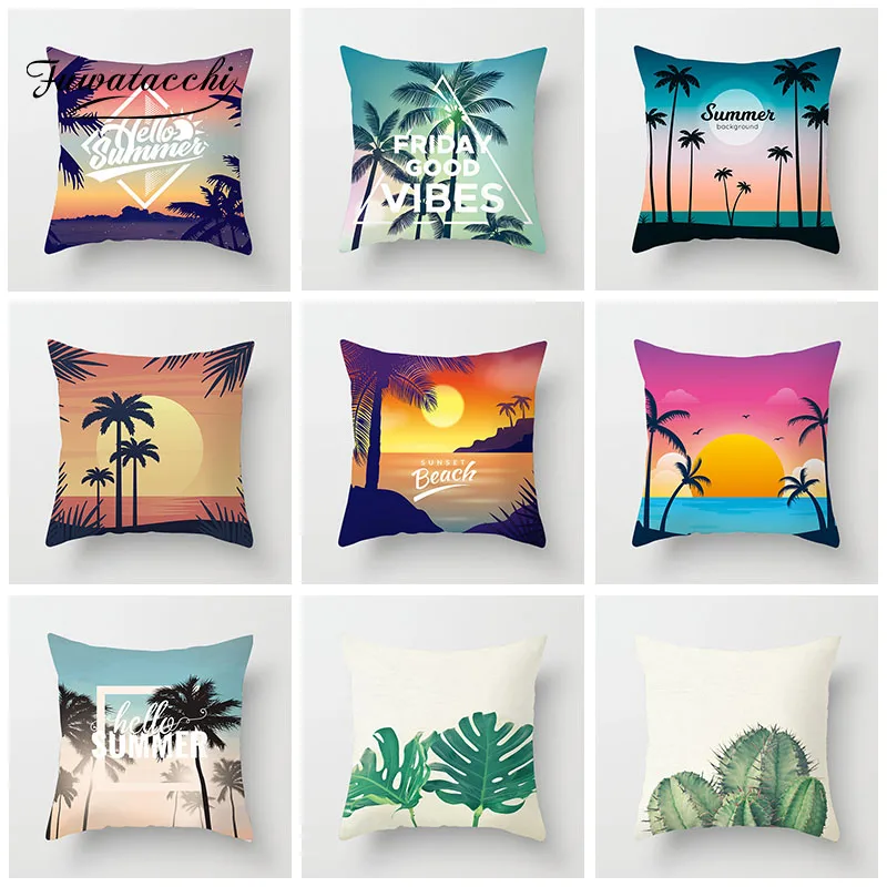 Чехол на подушку в тропическом стиле Fuwatacchi с изображением кактуса ананаса цветов