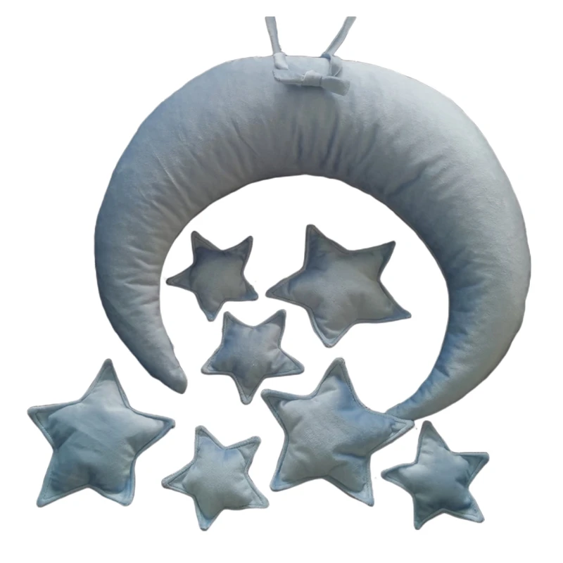 

85DE 9 Pcs/Set Newborn Photography Props Baby Photo Posing Crescent Pillow+Stars Kit