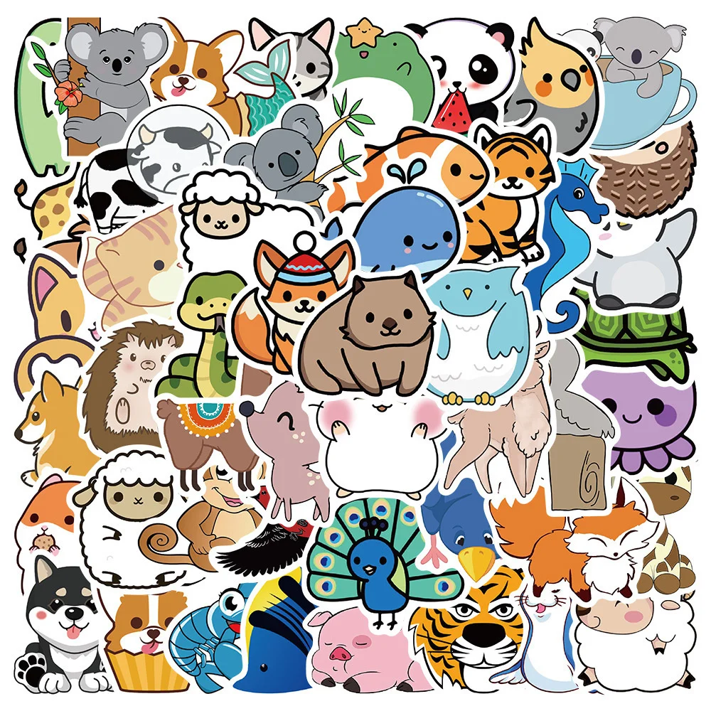 

10/30/50PCS Cute Cartoon Animal Sticker Graffiti Suitcase Toy Gift Helmet Computer DIY Hand Account Sticker Wholesale