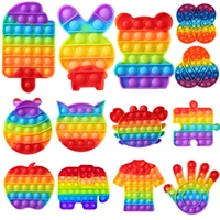 rainbow push bubble fidget toys stress relief relaxing puzzle toy simple sensory autism special need stress reliever