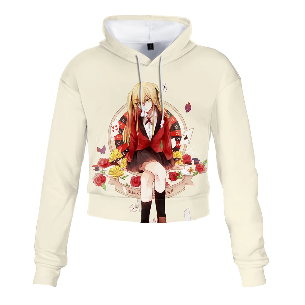 Kakegurui Короткая Толстовка с капюшоном Модный милый сексуальный женский тренд из