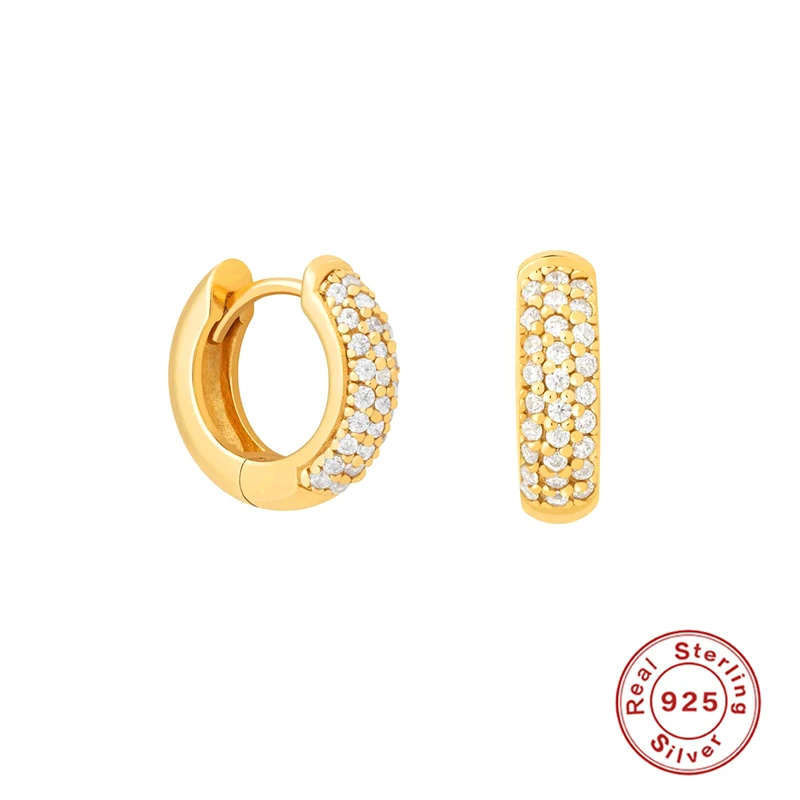 

Aide Three Rows Diamonds In Europe America Huggie Earrings For Women S925 Sterling Silver Hoop Earring Fine Jewelry Pendientes