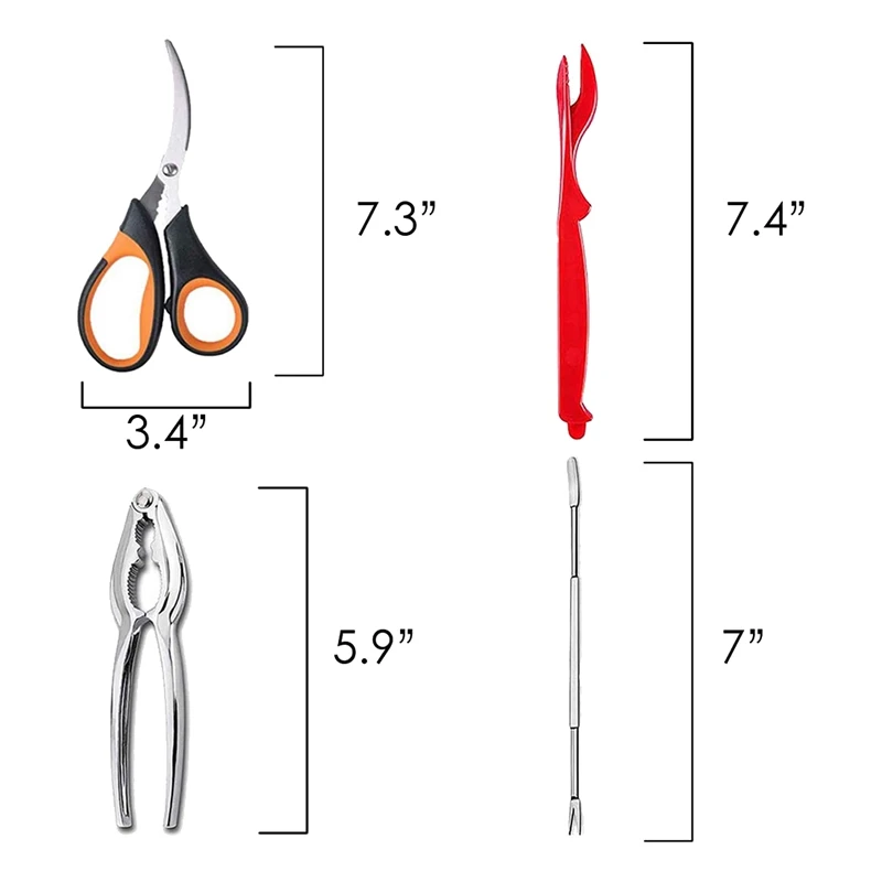 Seafood Tools Set Crab Crackers Lobster Shellers Forks Scissors &amp Nut Cracker | Дом и сад
