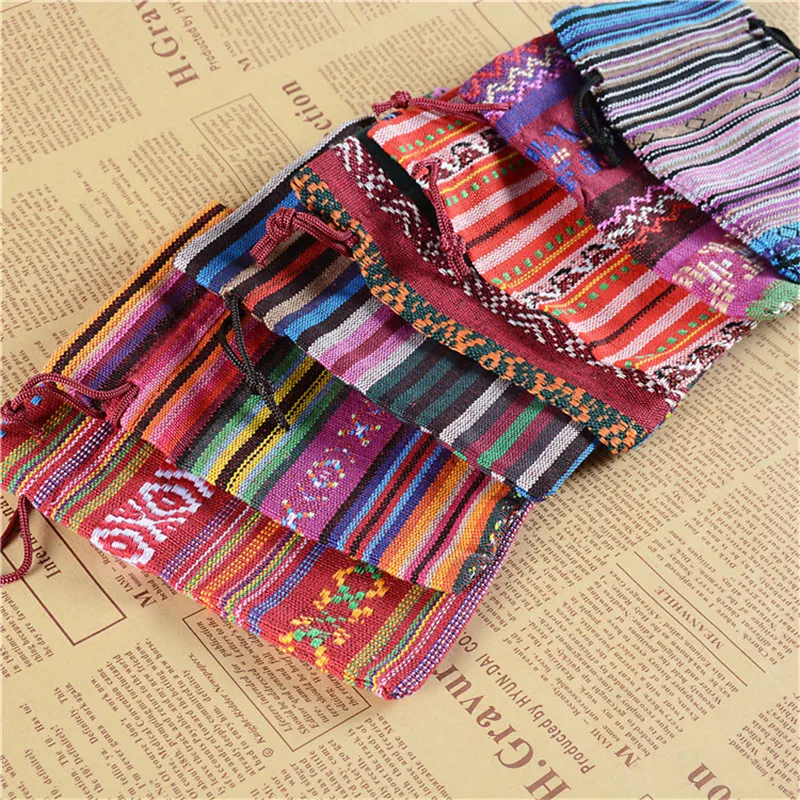 Ethnic-Style Drawstring Gift Bag Chinese style pan Beads Bracelets Cotton Linen Colored Cloth Currently Available Wholesale | Украшения и