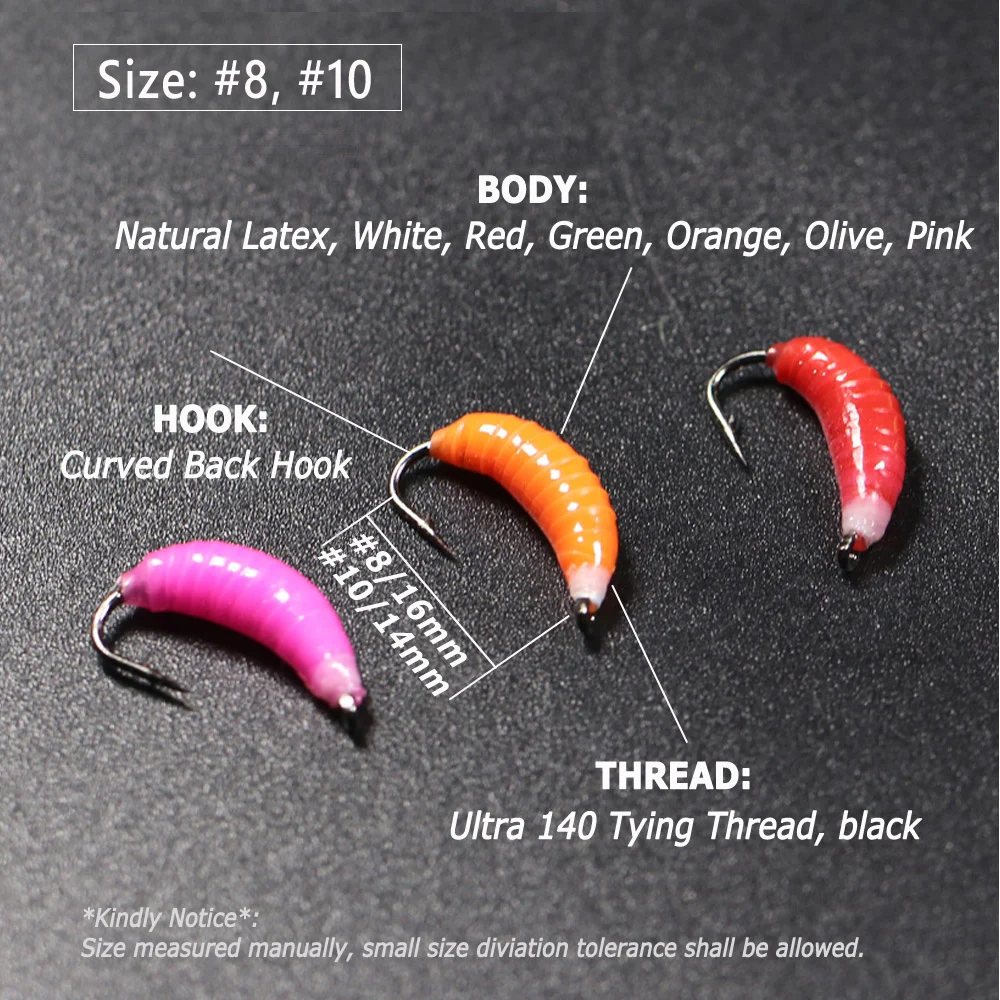 Wifreo 3PCS #8 #10 Caddis Larvae Imitation Nymph Scud Bug Worm Flies Trout Fishing Fly Lure Artificial Insect Bait Pink Red - купить по