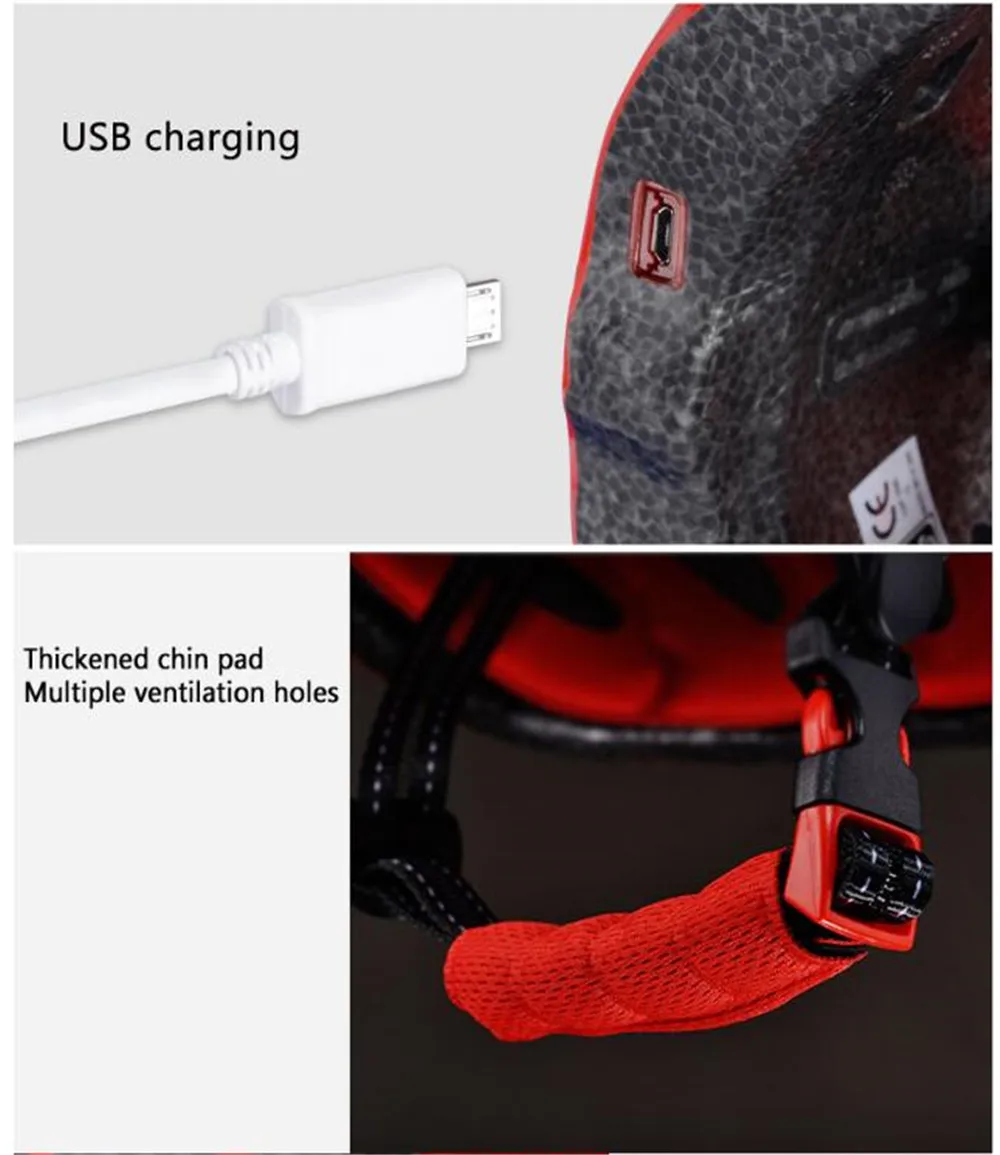 

ROCKBROS MTB Ultralight Helmet LED Light Cycling Bicycle Helmet Man's Mountain Road Bike Rainproof Electric Helmet USB Charging