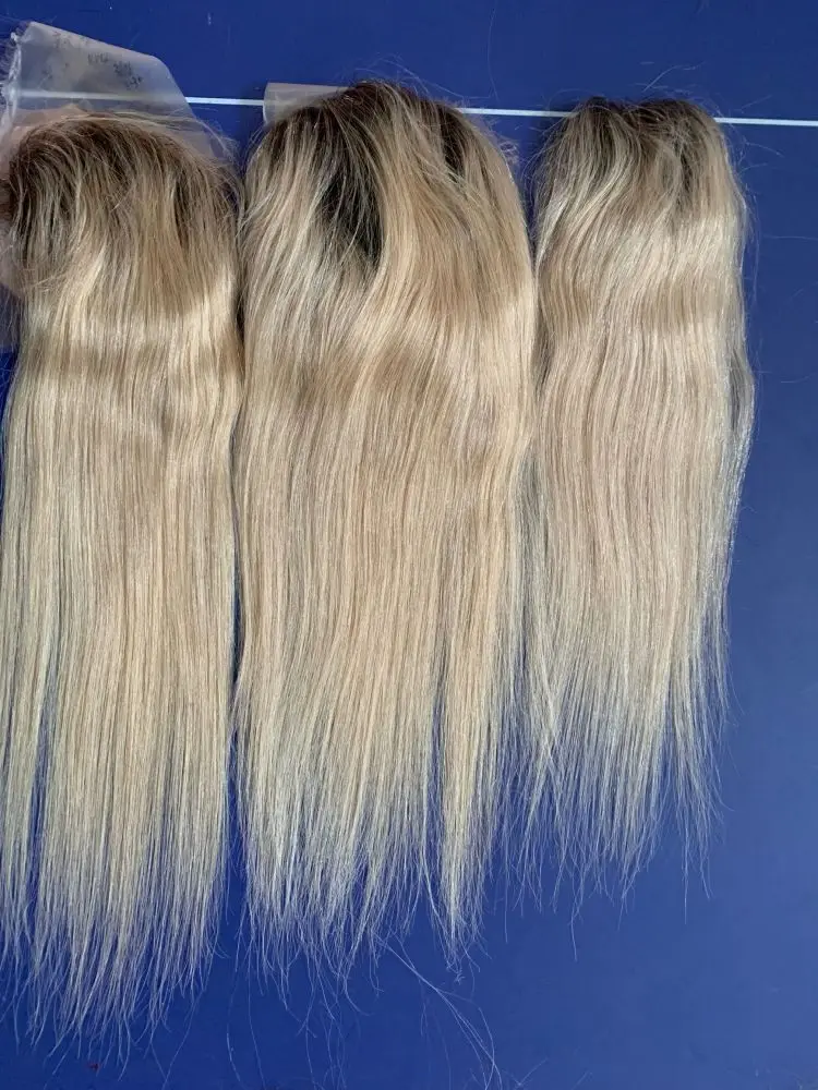 120 плотность моно Полное Кружево Омбре светлые еврейские волосы Toppers Для женщин