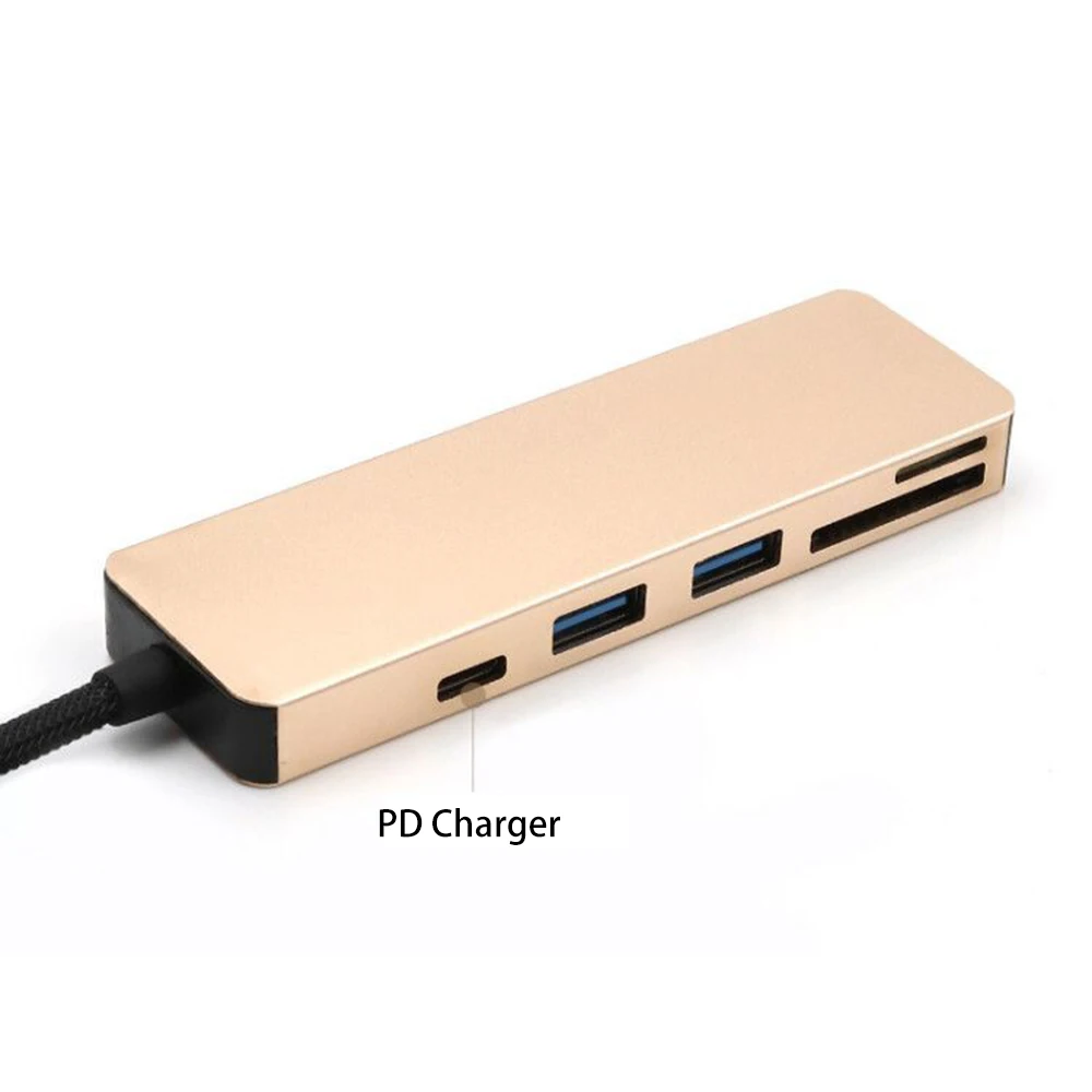 

5-in-1 USB C Hub Multi-Port Adapter with 2 USB 3.0 Ports SD TF Card Reader and 1 USB 3.1 Port for Type C Devices