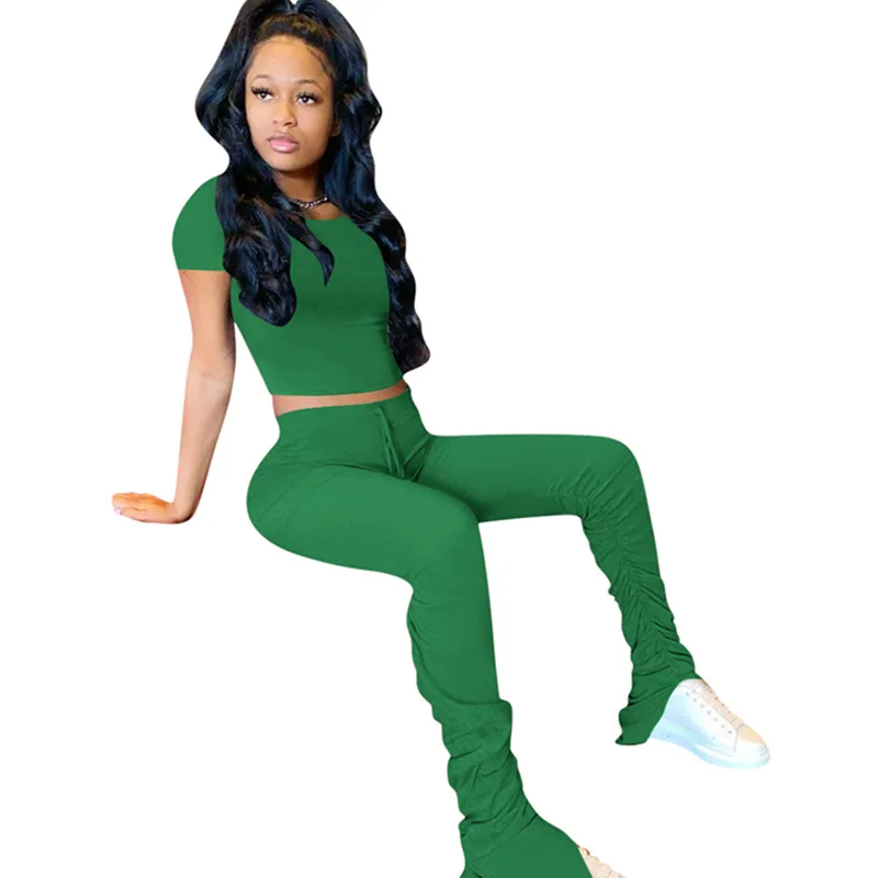 Женский модный однотонный хлопковый спортивный брючный комплект с коротким