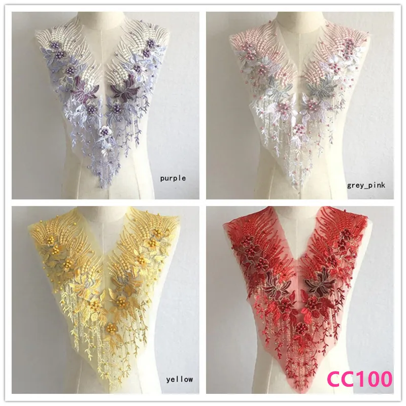 Африканская кружевная ткань с бусинами Высококачественный кружевной воротник