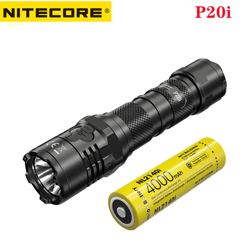 Скидка Тактический фонарик NITECORE P20i, 1800 люмен, USB, перезаряжаемый, с одним нажатием, фонарик для самообороны с батареей 4000 мАч