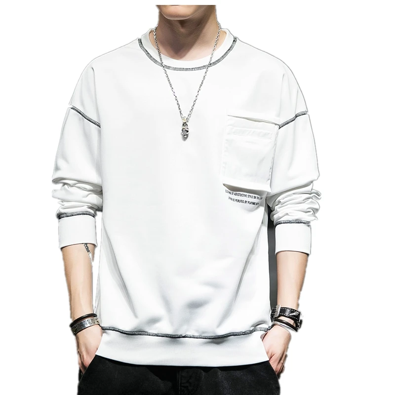

Autumn Spring black White Hoodies Sweatshirt Men's Patchwork Loose Hip Hop Pullover Streetwear Casual Fashion Clothes