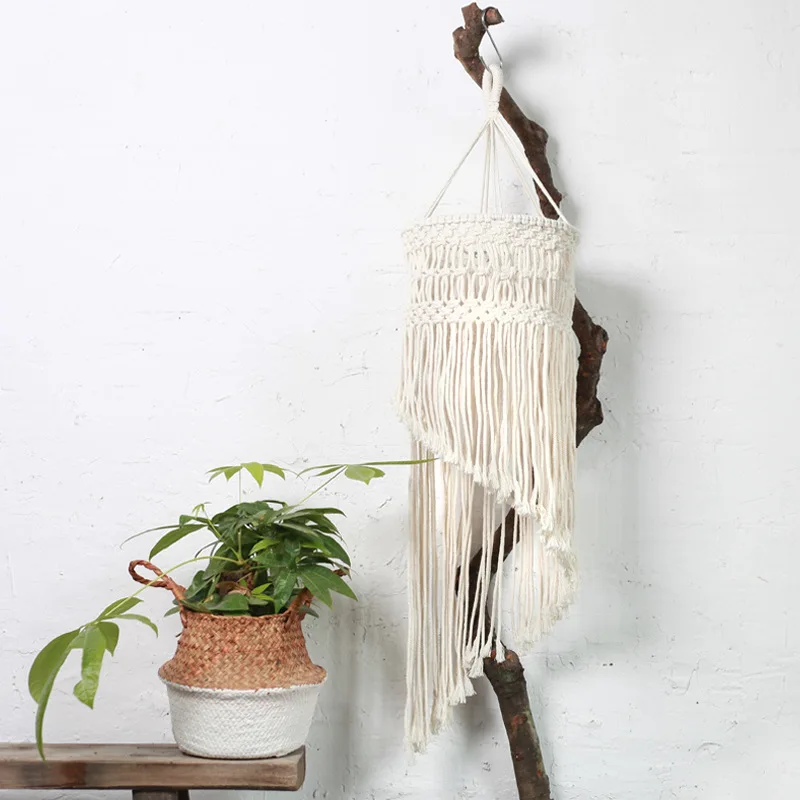 

Macrame Wall Hanging Handmade Lampshape Wall Tapestry Bohemian Tapestry Woven Home Wall Decor Bedroom Livingroom Lampshade